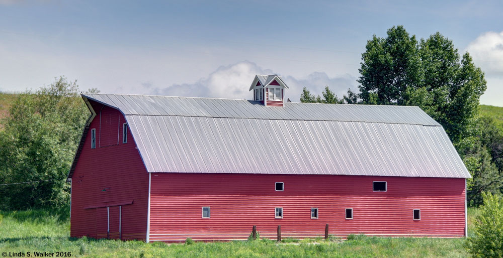 A classic big red barn near Colton, Washington.