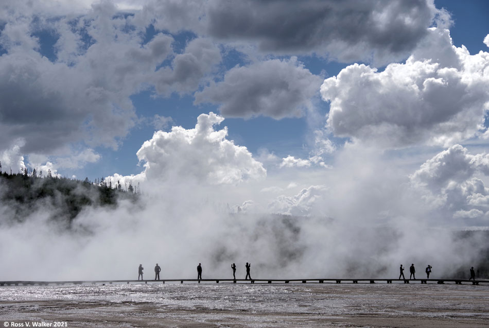 The boardwalk at Grand Prismatic Spring, Yellowstone National Park, Wyoming