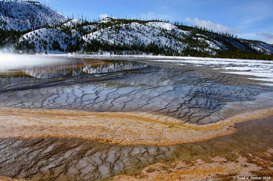 Ripples on the edge of Grand Prismatic Spring, Yellowstone National Park, Wyoming