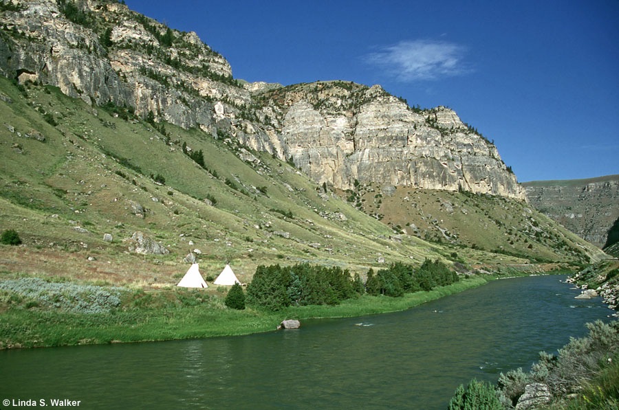 Tepees beside the Wind River, Wyoming