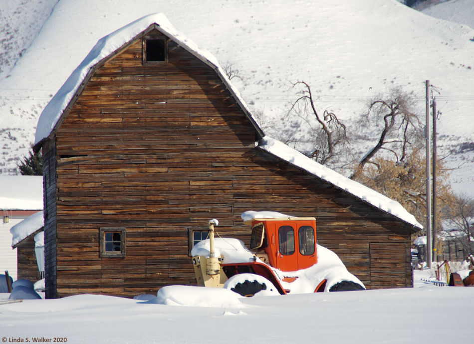 Barn and CASE tractor, Bennington, Idaho