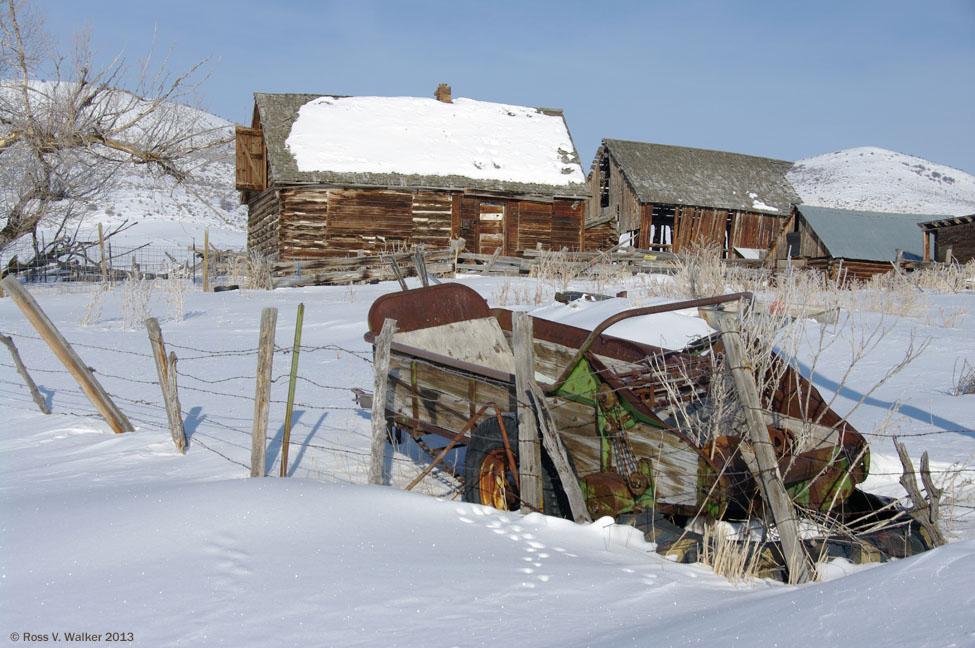 Manure spreader and abandoned farm, Bern, Idaho
