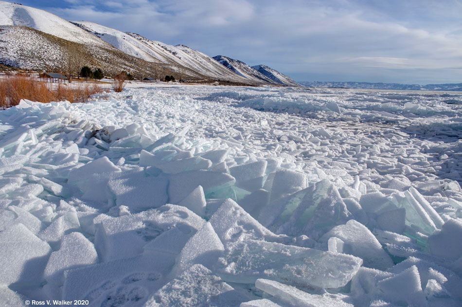 Ice breakup at the east beach area of Bear Lake State Park, Idaho