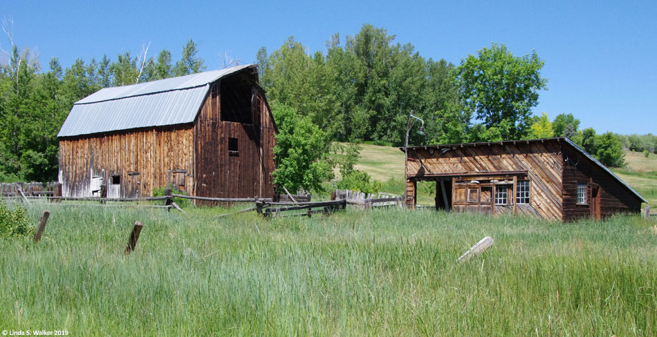 Barn and cabin in St Charles, Idaho