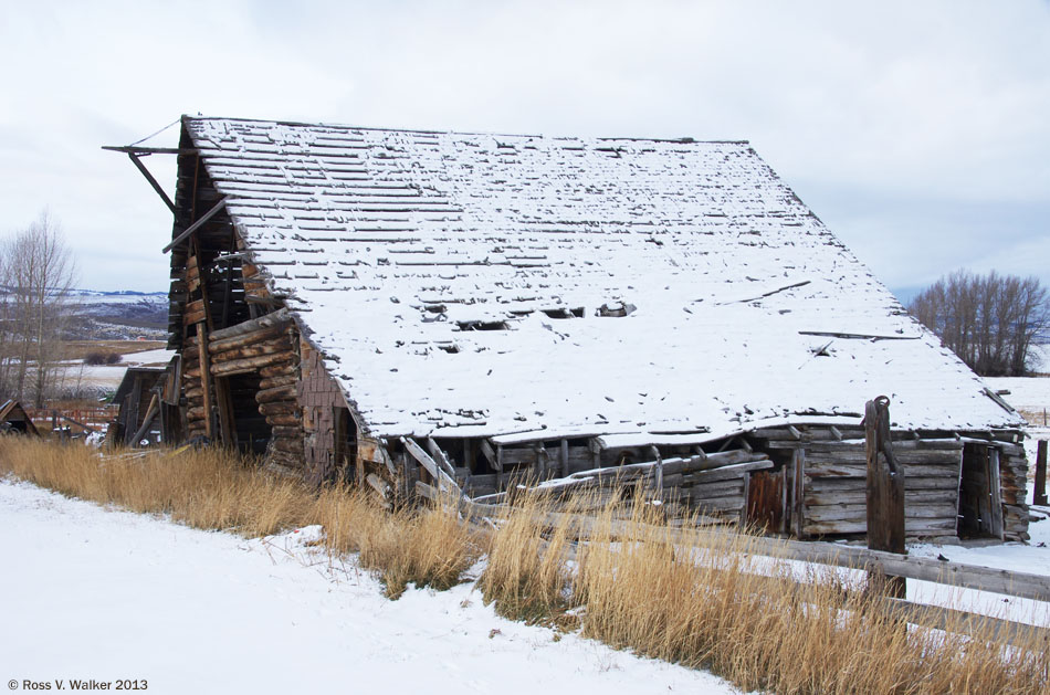 An ancient log barn in Paris, Idaho has been demolished