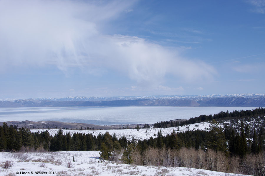 Virga over Bear Lake from the Logan Canyon Overlook, Utah.