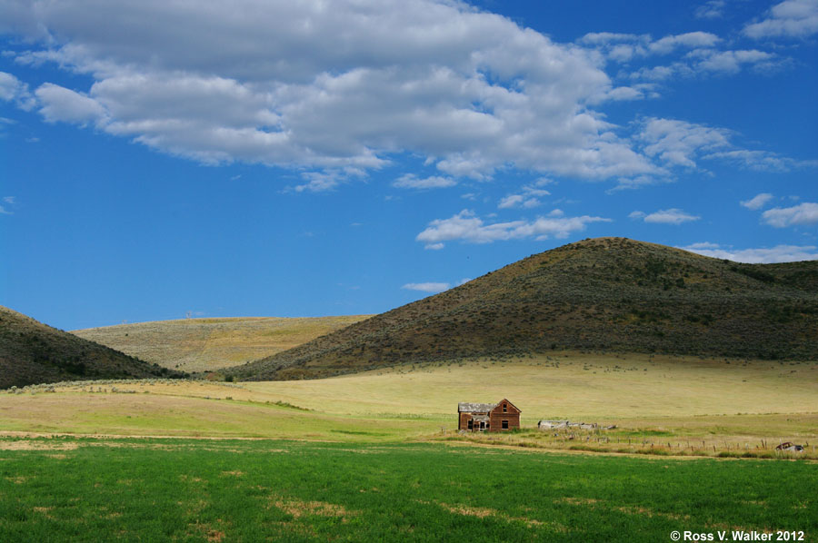 An abandoned house and foothills, Bern, Idaho.