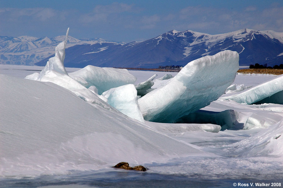 Shore ice at Cisco Beach, Beach Lake, Utah.