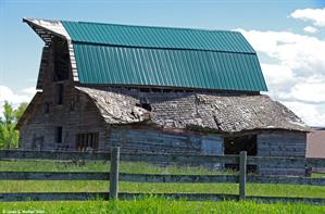 Collapsing barn, Bennington, Idaho