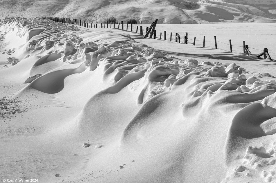 Back road snowdrifts near Bennington, Idaho