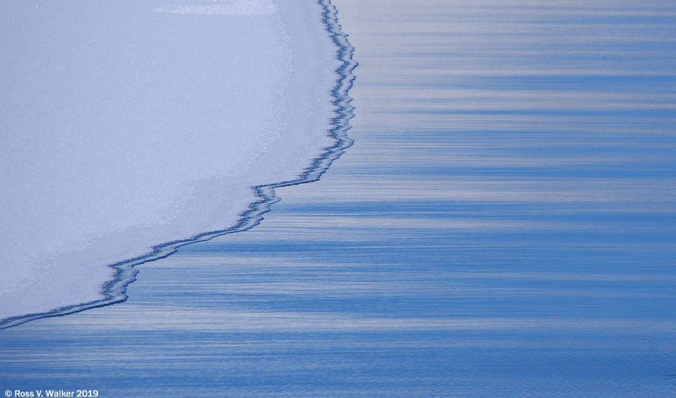 Ice and sky reflection at North Beach, Bear Lake State Park, Idaho