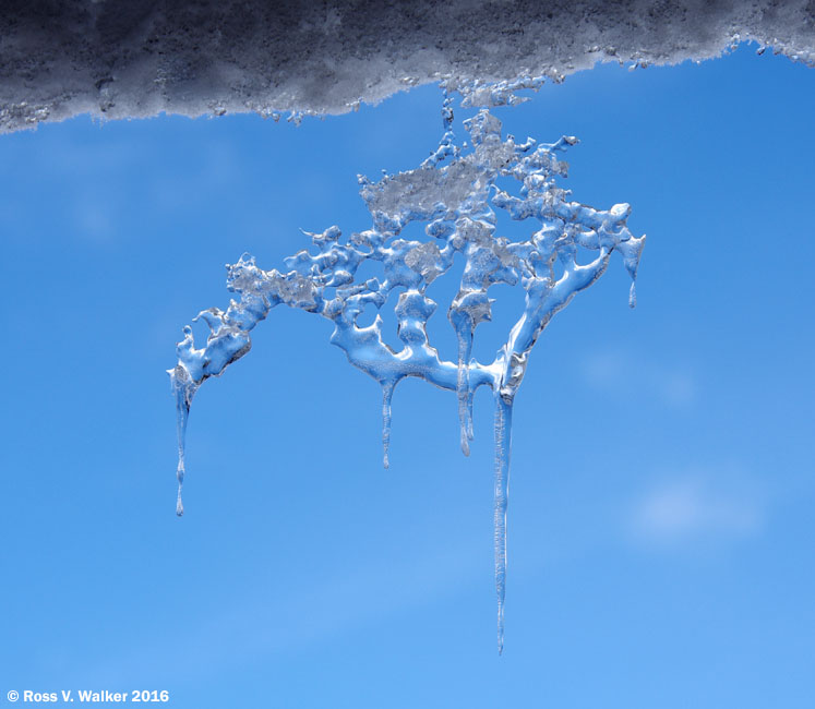 Delicate ice hanging from the eaves in Montpelier, Idaho