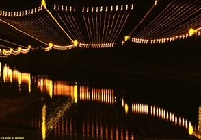 Lights reflected in a lake, zoom effect