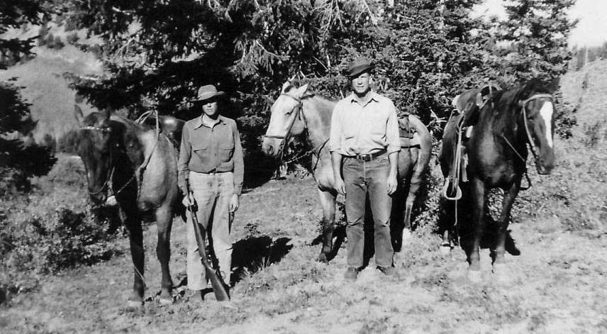 Ralph and Don Stephens, hunting in the Idaho mountains