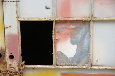 Missing window at the Hecla mining complex in Burke, Idaho