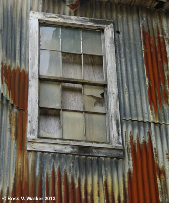 Broken window in Burke, Idaho