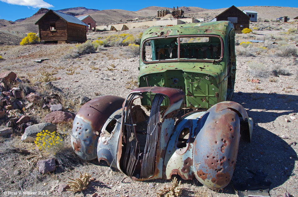 Parts of two trucks arranged to create this wonderful truck at Tunnel, Nevada