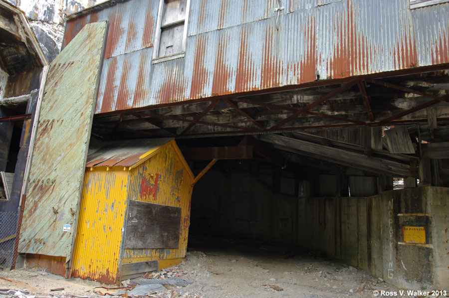 Tunnel under the big ore storage bins at Burke, Idaho