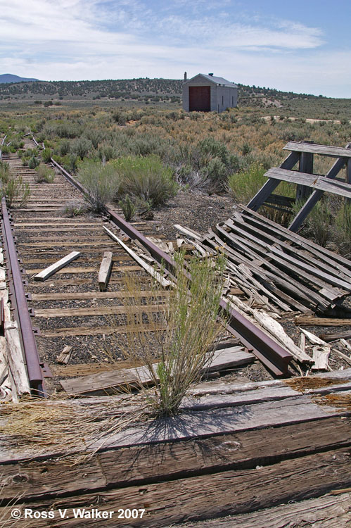 Railroad tracks and engine house, Cobre, Nevada