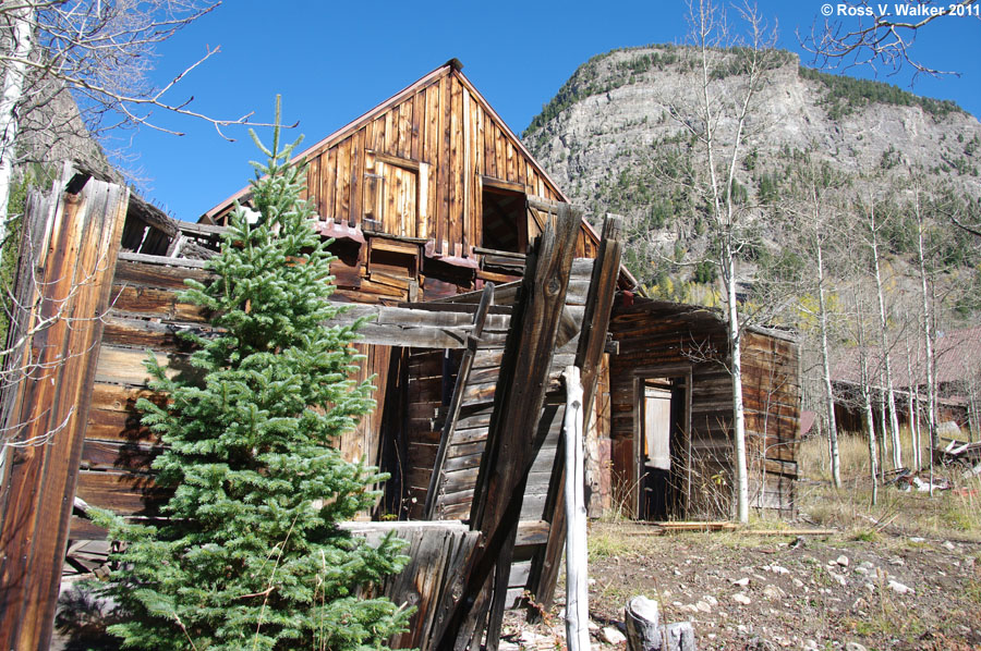 Collapsing shed behind an old house, Crystal, Colorado