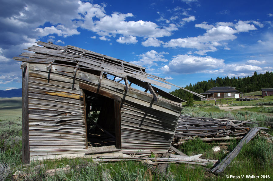 An old house is half gone already, at Gilmore, Idaho.