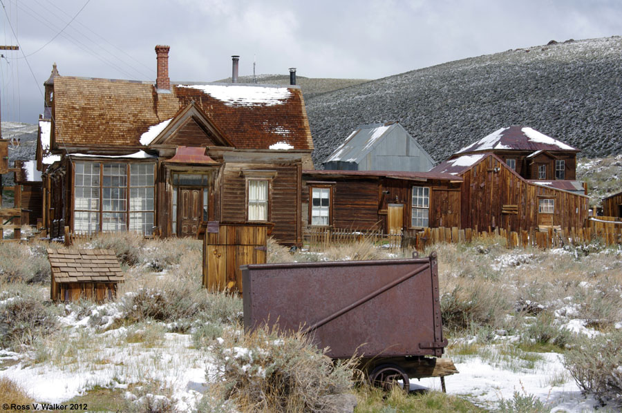 James Stuart Cain house and an ore car, Bodie, California