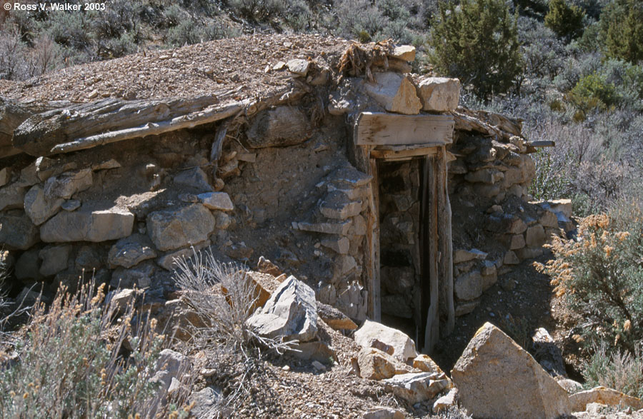 Sod roofed rock house in Keystone, Nevada