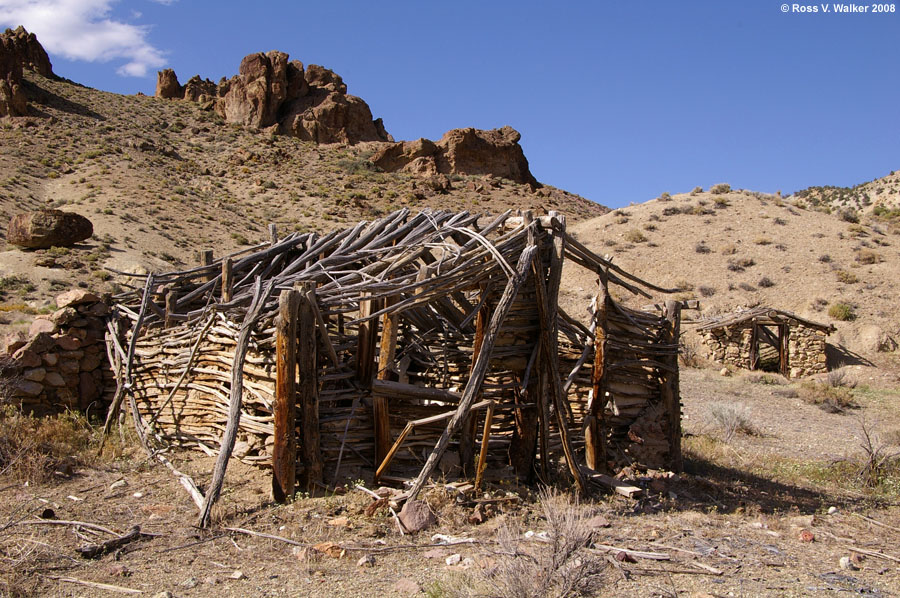 Stick and stone cabins, Peavine, Nevada