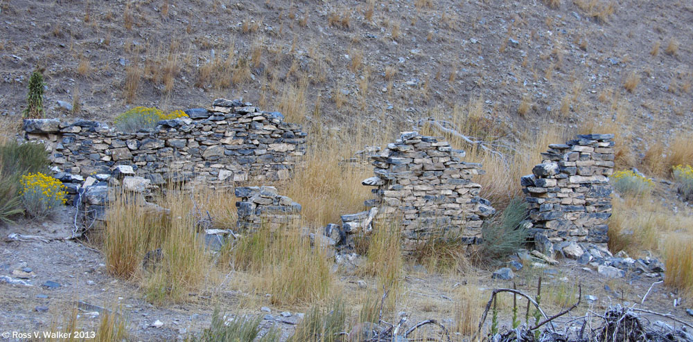 Stone ruins are scattered in a deep canyon at Star City, Nevada