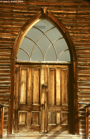 Bannack church door