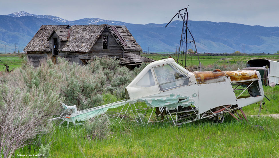 A derelict crop duster at an abandoned farmhouse, Gem Valley, Idaho