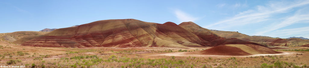 A four shot panorama of the Painted Hills from the park entrance road, John Day Fossil Beds, Oregon