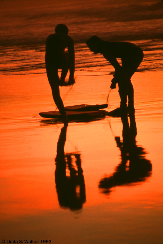 Sunset Silhouettes, Kids on the beach, Asilomar Beach, California