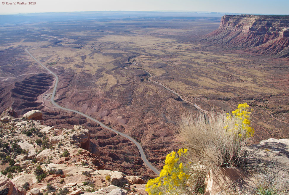 View of Utah Highway 261 from the top of Moki Dugway Scenic Backway.